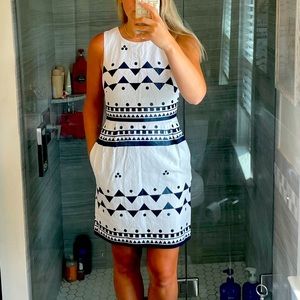 J. Crew white and navy dress